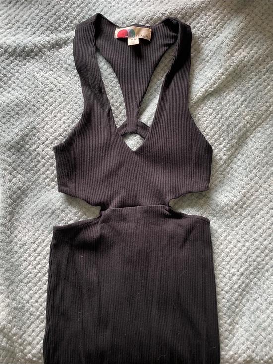 Free People Dresses & Skirts - Free People Black Ribbed Cutout Mini Dress